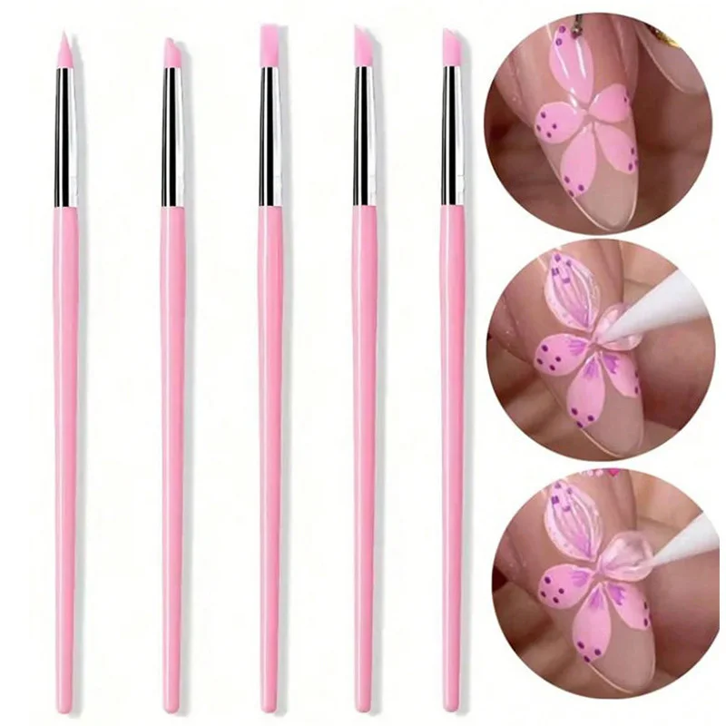 /set Silicone Nail Brush UV Gel Polish Tip 3D Imag - 4