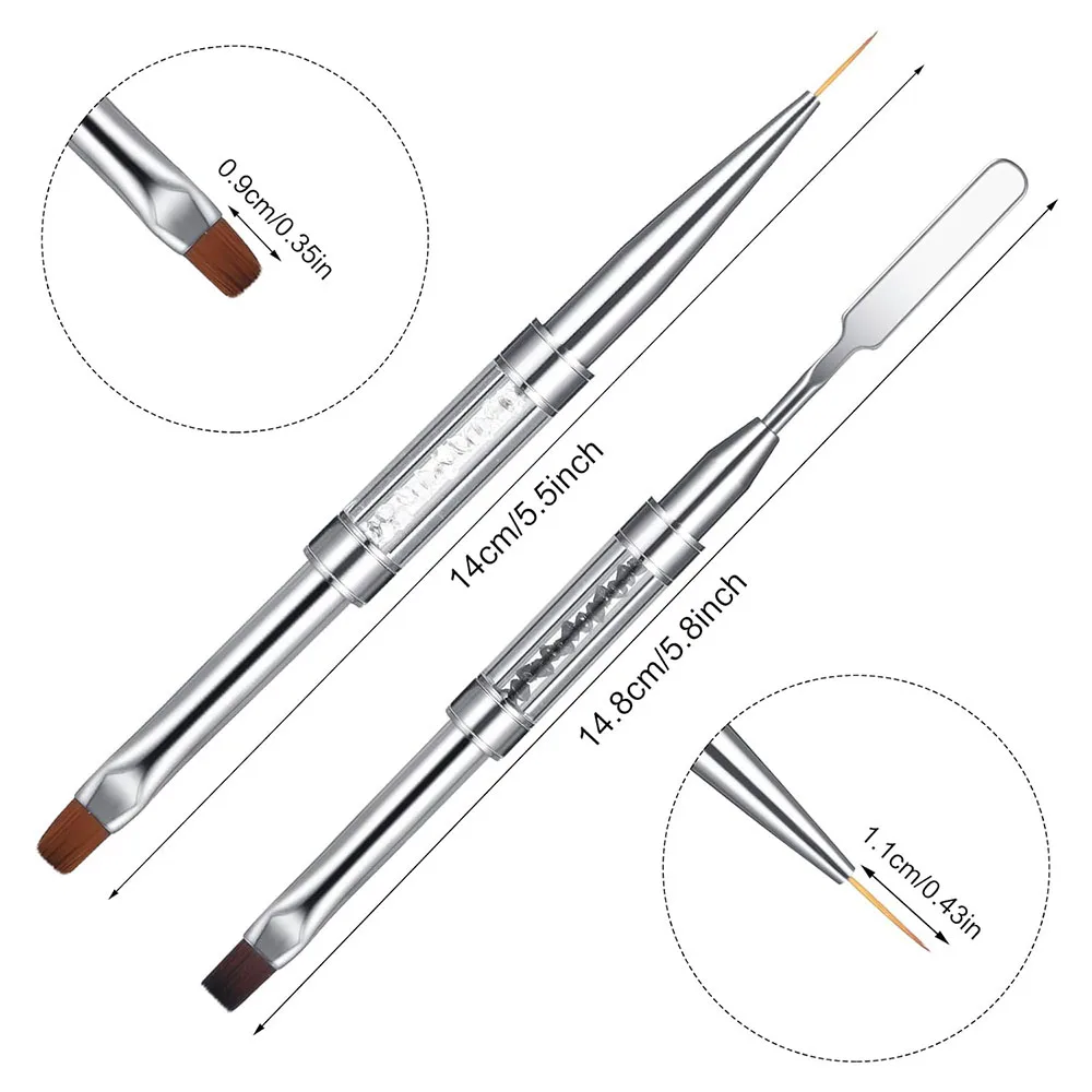 Dual-Ended Hard Nail Art Brush Builder Gel Rhinest - 4