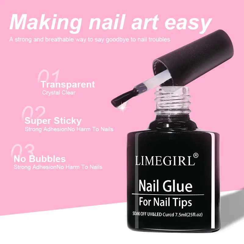 LIMEGIRL LIMEGIRL Nail Tips Glue Gel 7.5ml uv Glue for fals - teinte sélectionnée