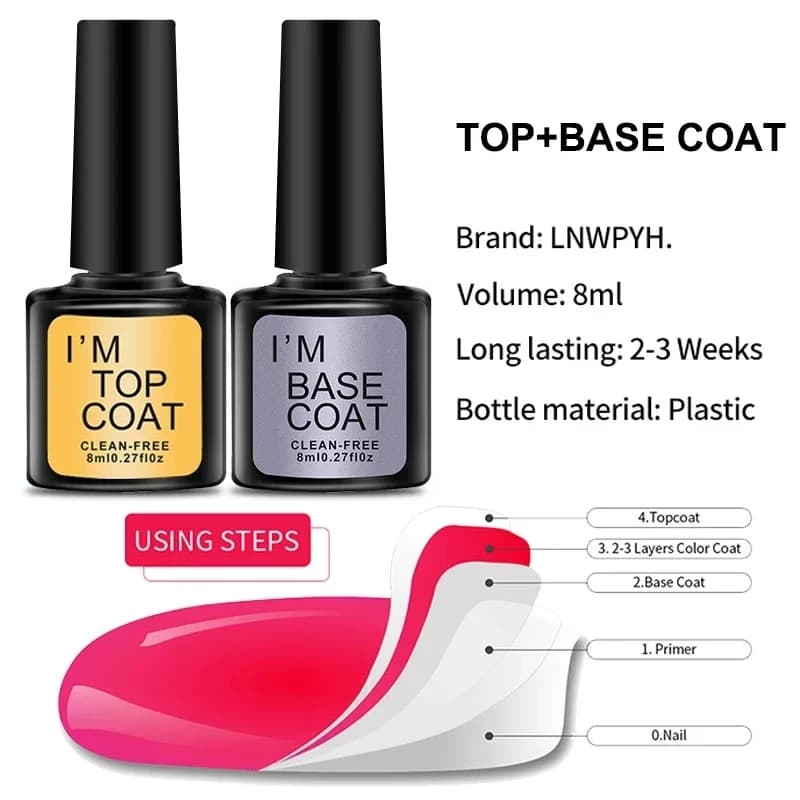 /Set Top Coat And Base Coat Clear Gel Nail Polish  - 2