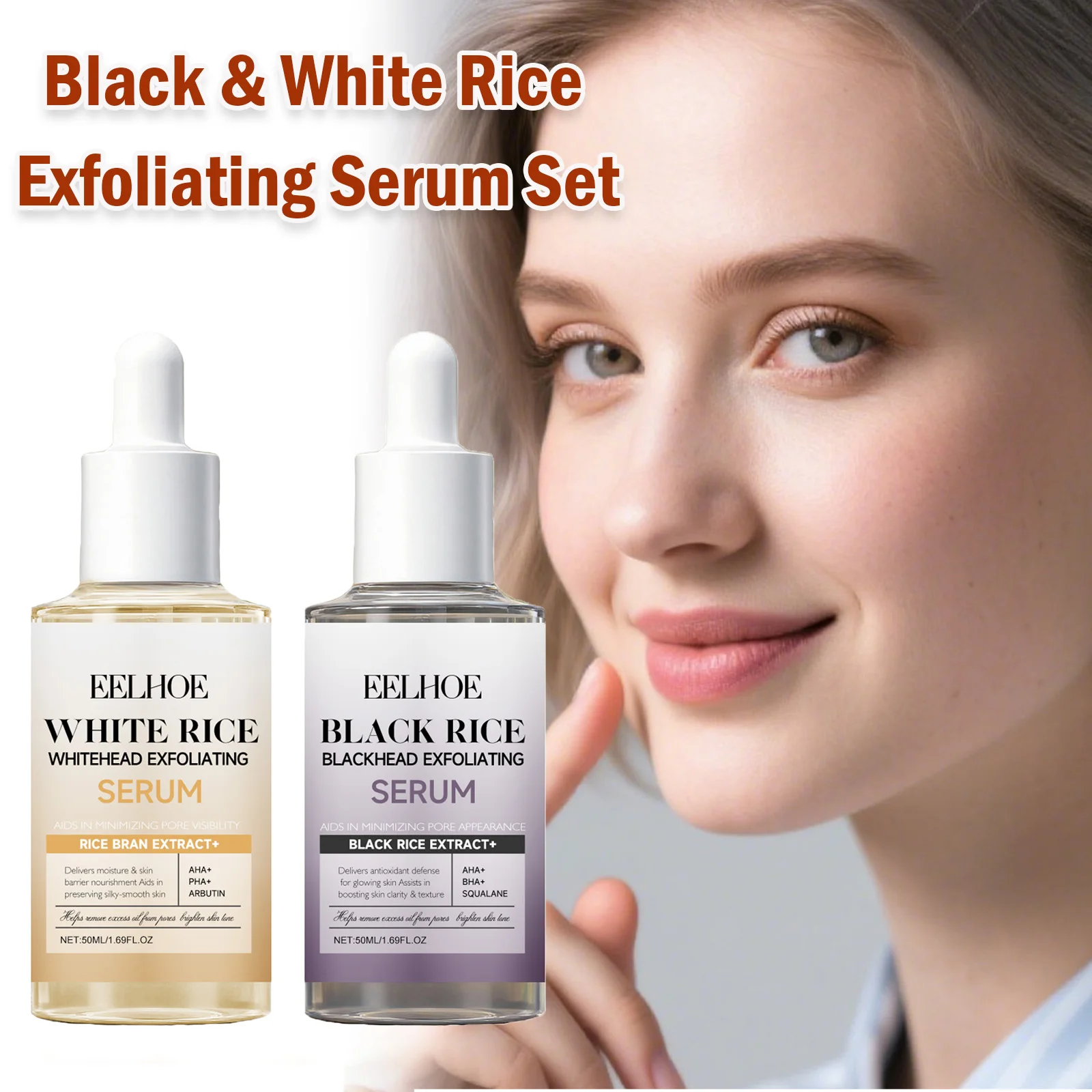 Black Black & White Rice Exfoliating Serum Set BHA Niaci - 1