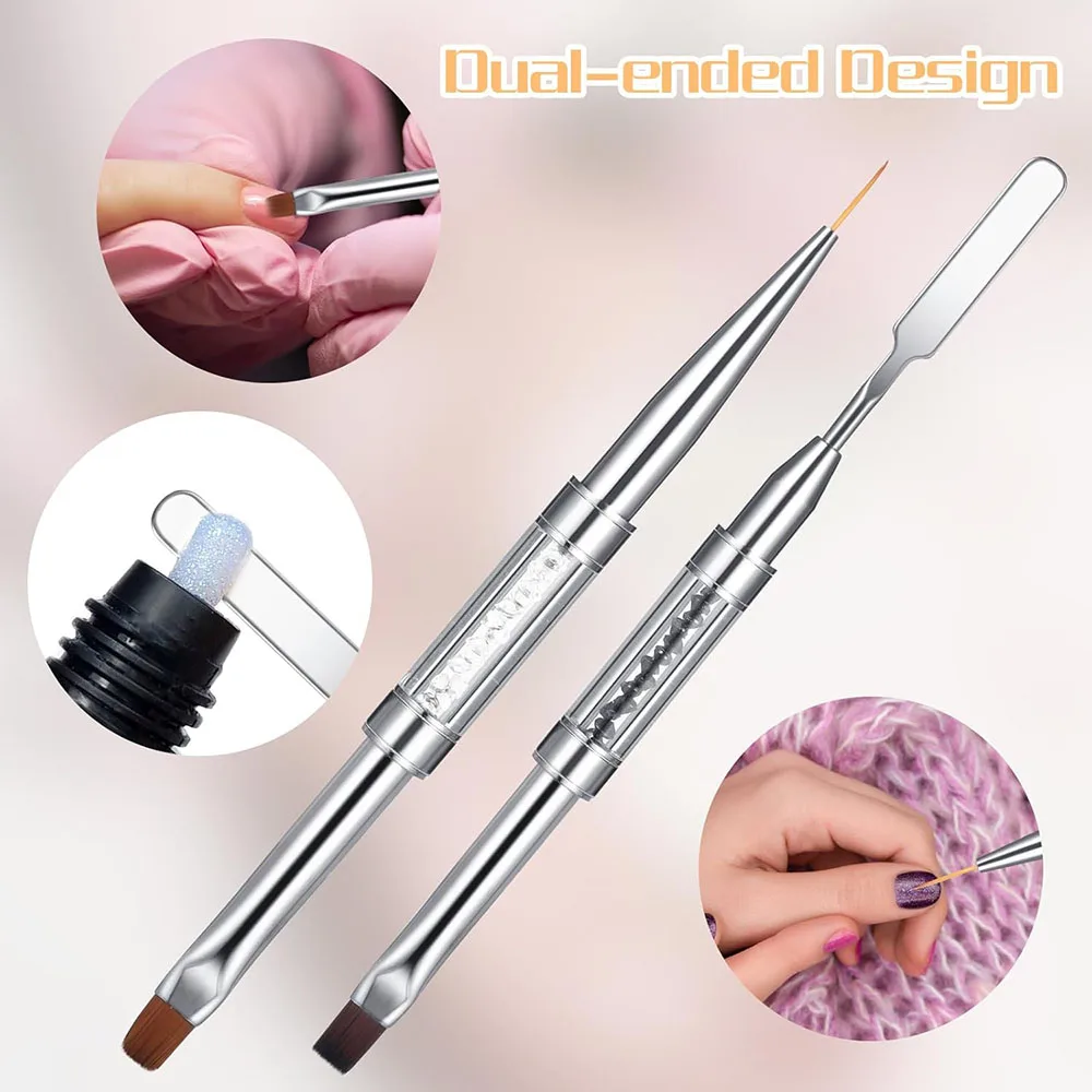 Dual-Ended Hard Nail Art Brush Builder Gel Rhinest - 5