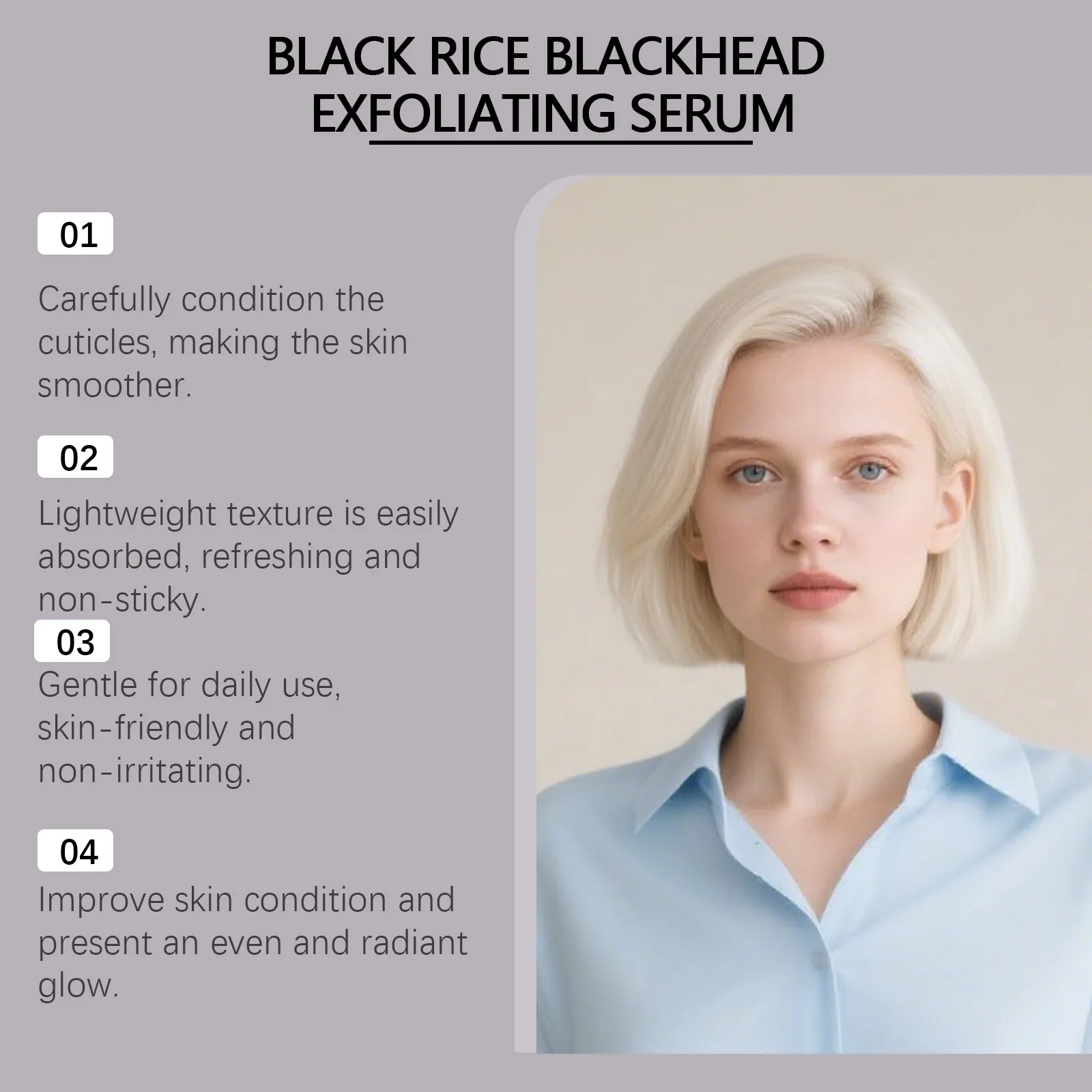 Black Black & White Rice Exfoliating Serum Set BHA Niaci - 2