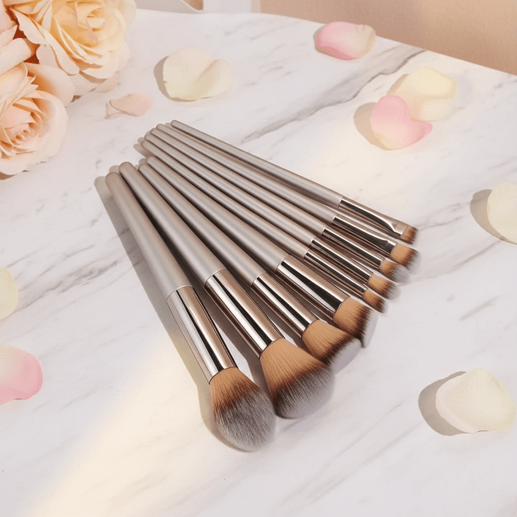 Champagner Gold Make-up Pinsel – Komplett-Set - 1