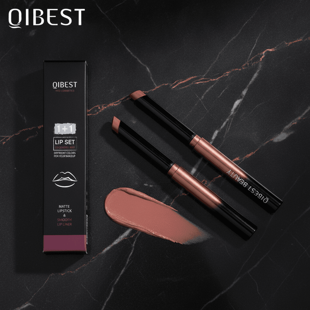 QIBEST - Dúo Labial Mate y Lápiz Delineador de Labios - 1